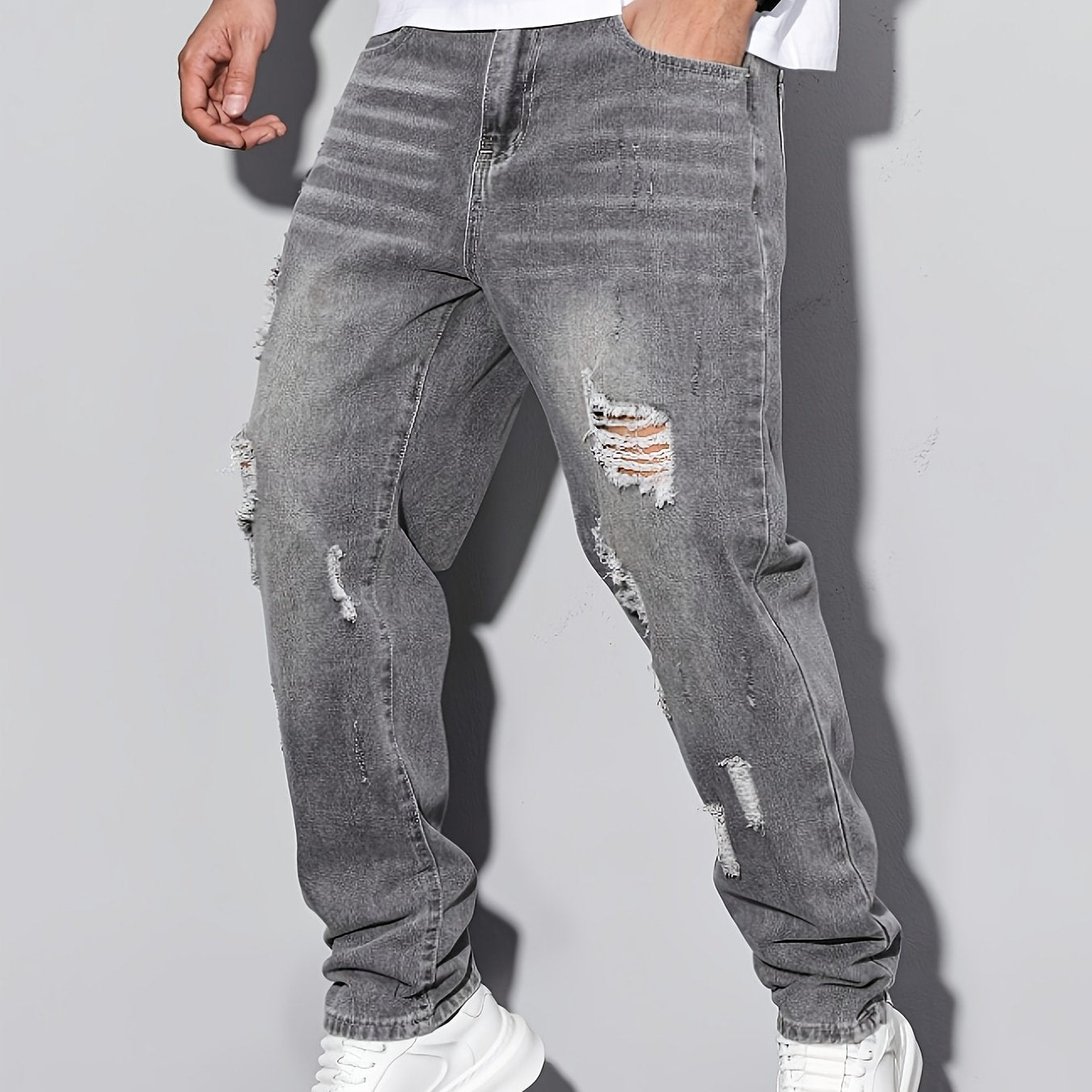 Pantalones vaqueros vintage desgastados casuales para hombre