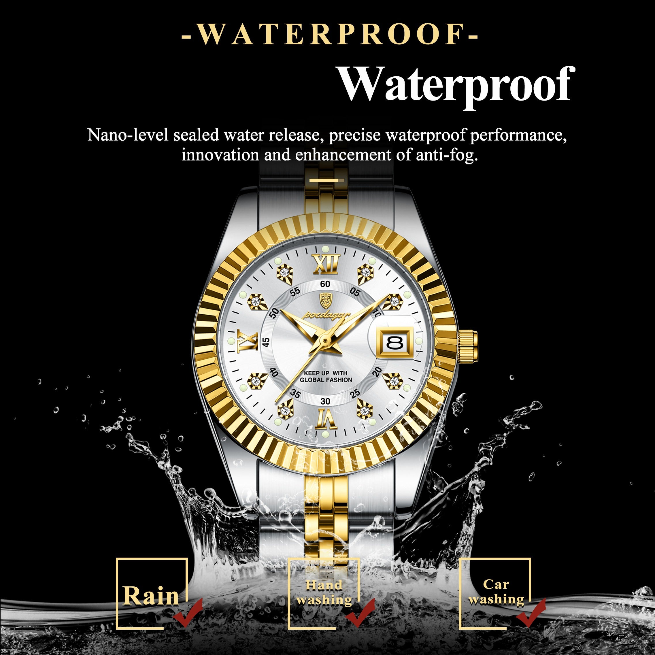 Reloj POEDAGAR de cuarzo compacto de lujo y elegante para hombre