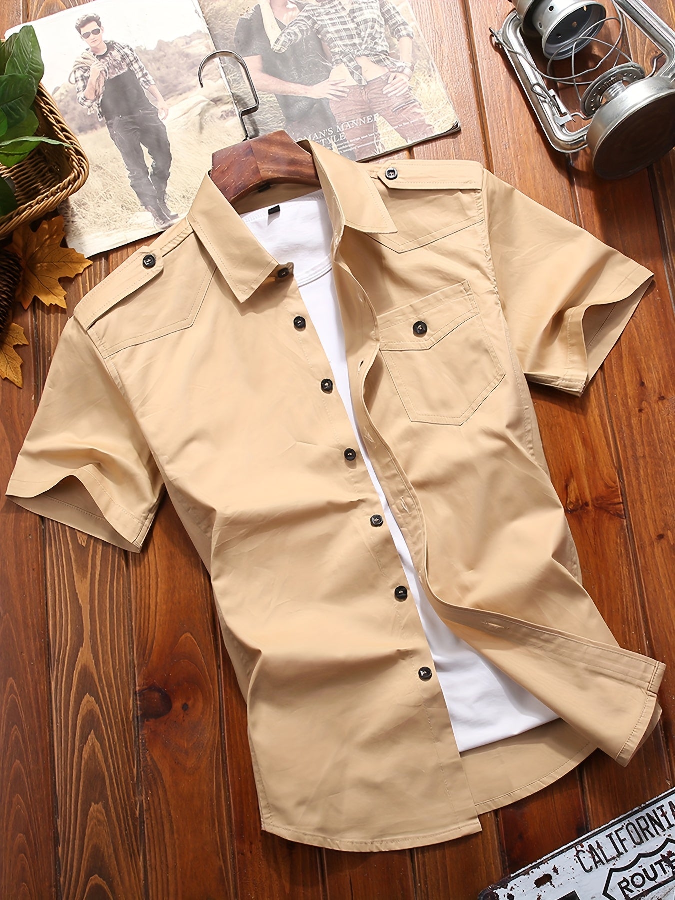 Camisa Casual de Carga para Hombre con Bolsillos - Manga Corta