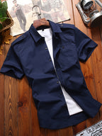 Camisa Casual de Carga para Hombre con Bolsillos - Manga Corta