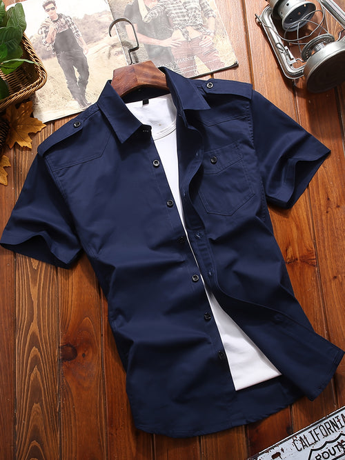 Camisa Casual de Carga para Hombre con Bolsillos - Manga Corta