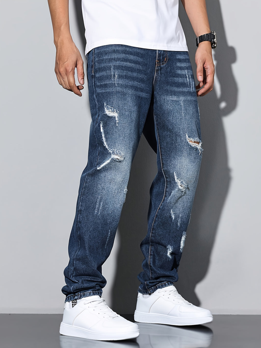 Pantalones vaqueros vintage desgastados casuales para hombre
