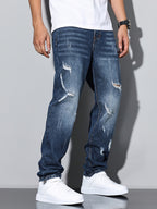 Pantalones vaqueros vintage desgastados casuales para hombre
