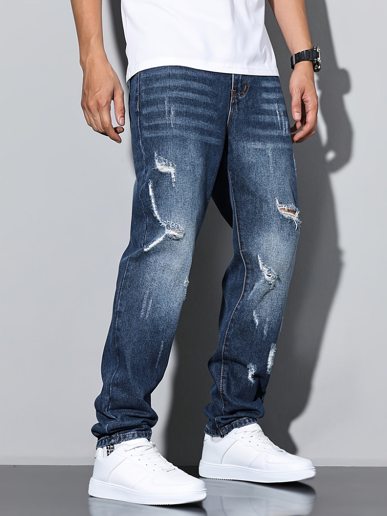 Pantalones vaqueros vintage desgastados casuales para hombre