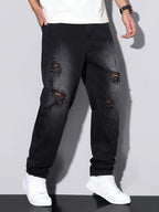 Pantalones vaqueros vintage desgastados casuales para hombre