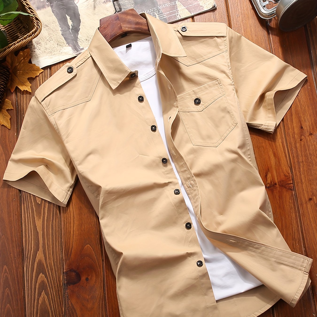 Camisa Casual de Carga para Hombre con Bolsillos - Manga Corta