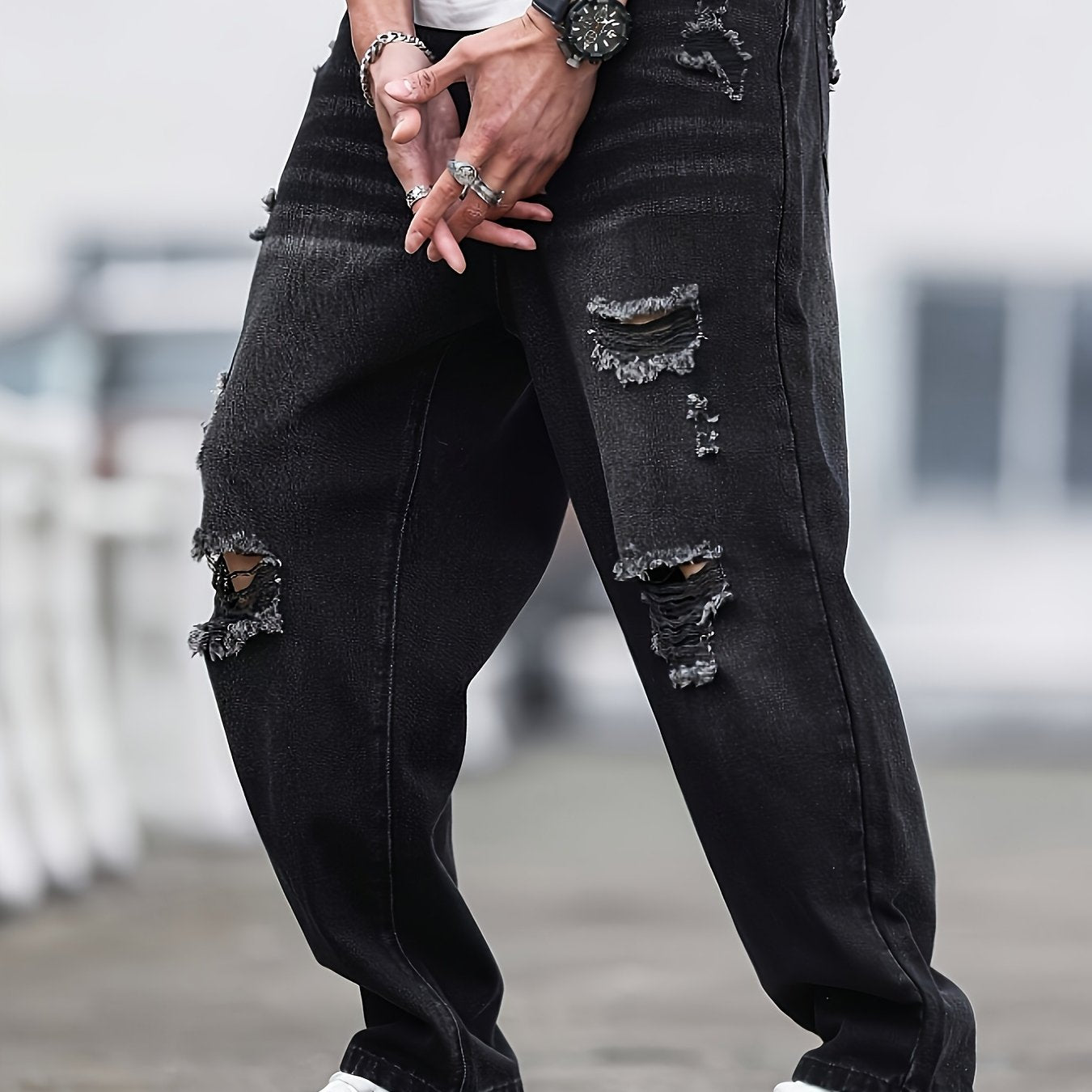 Jeans Casuales Desgastados para Hombre