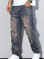 Pantalones vaqueros vintage desgastados casuales para hombre