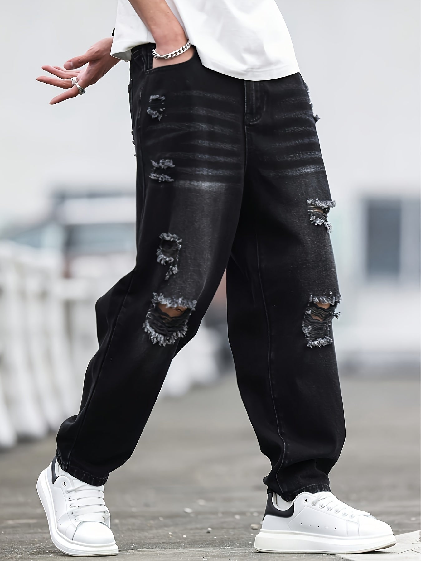 Jeans Casuales Desgastados para Hombre