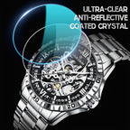 Reloj mecánico automático de lujo para hombre, elegante en acero inoxidable