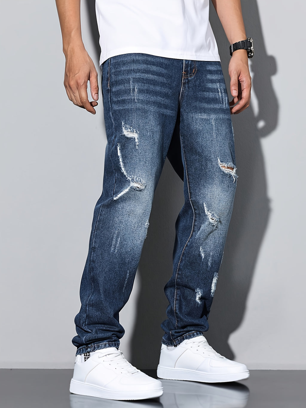 Pantalones vaqueros vintage desgastados casuales para hombre