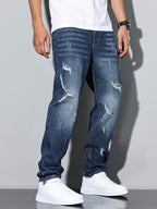 Pantalones vaqueros vintage desgastados casuales para hombre