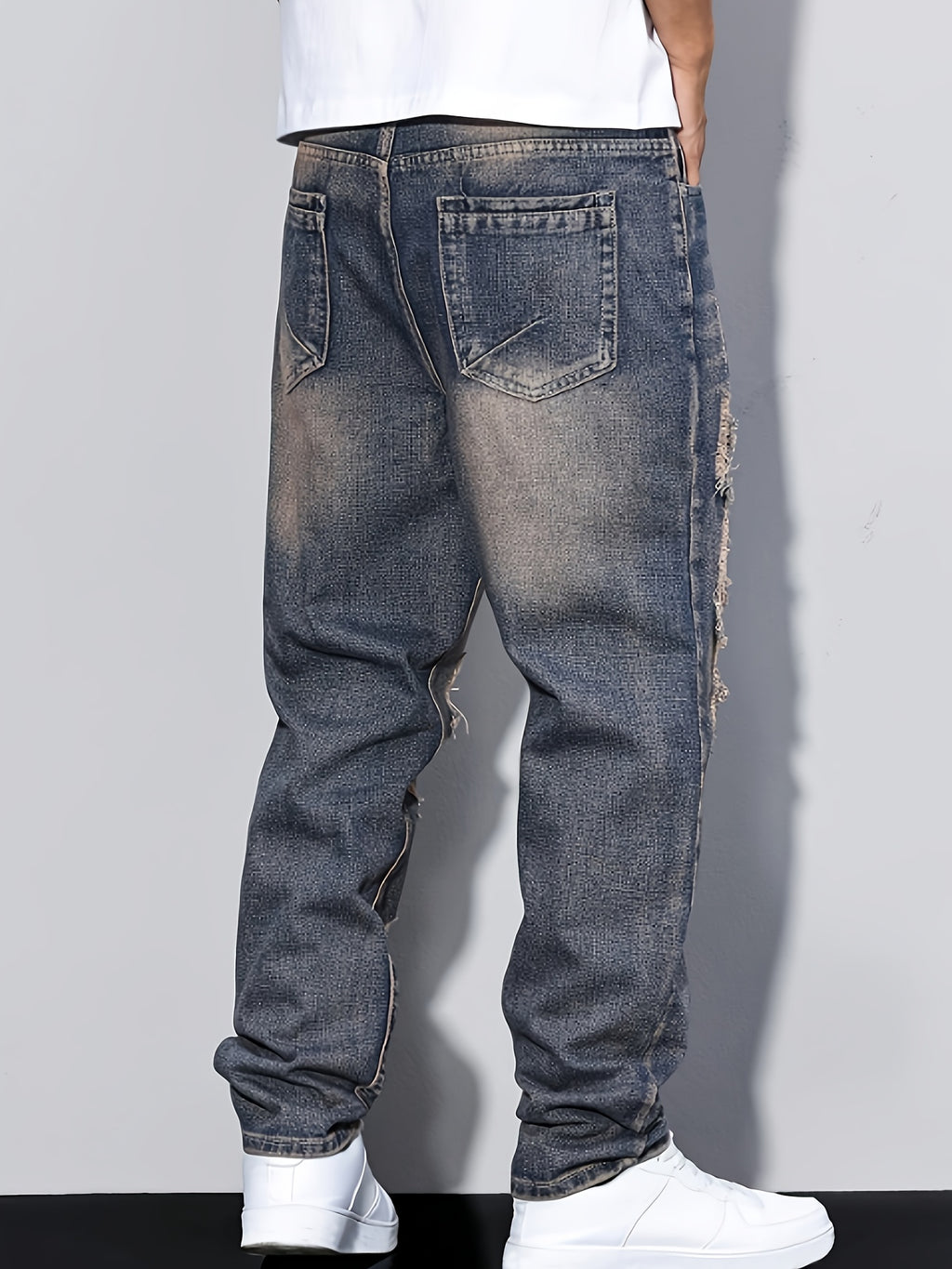 Pantalones vaqueros vintage desgastados casuales para hombre