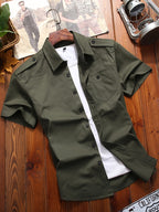Camisa Casual de Carga para Hombre con Bolsillos - Manga Corta