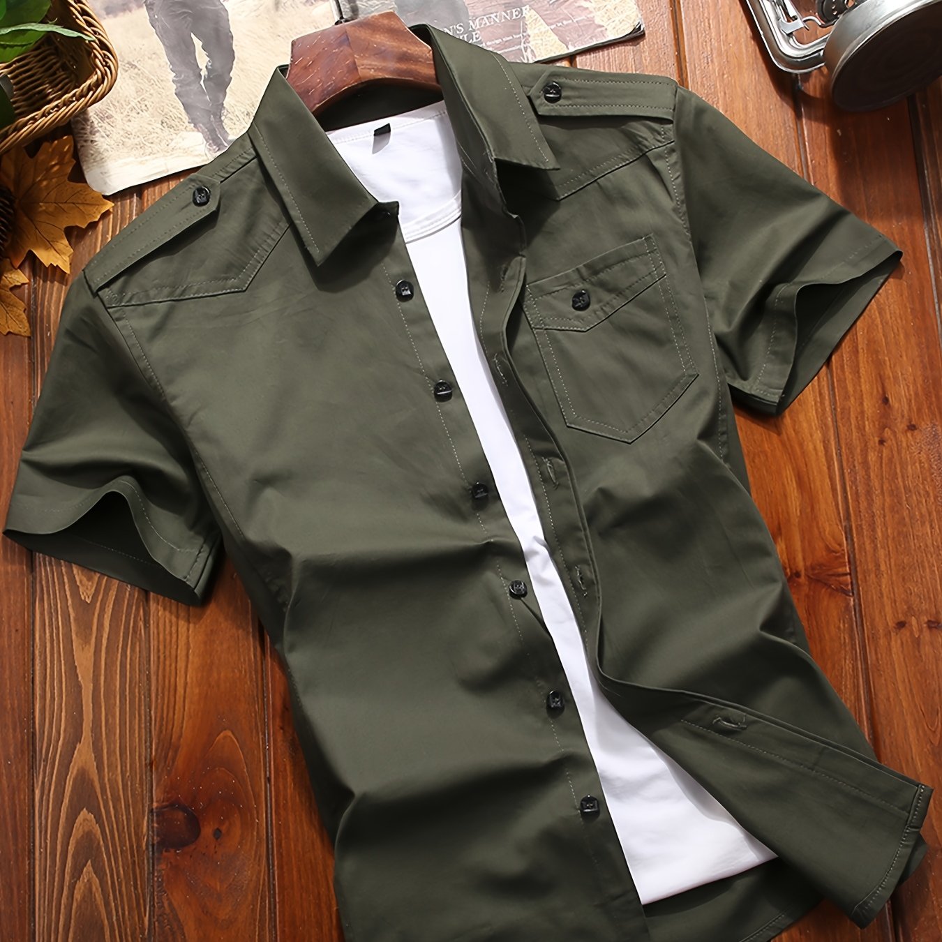Camisa Casual de Carga para Hombre con Bolsillos - Manga Corta