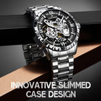 Reloj mecánico automático de lujo para hombre, elegante en acero inoxidable