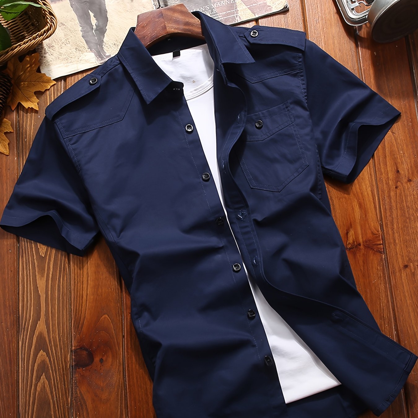 Camisa Casual de Carga para Hombre con Bolsillos - Manga Corta