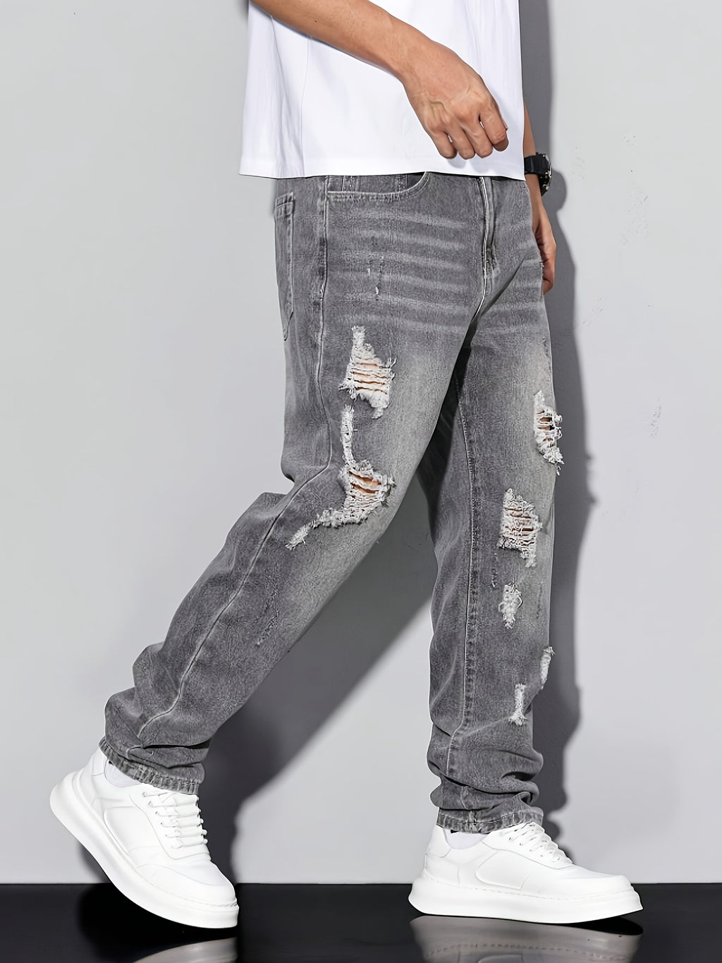 Pantalones vaqueros vintage desgastados casuales para hombre