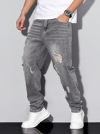Pantalones vaqueros vintage desgastados casuales para hombre
