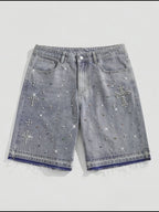 Bermuda Jeans Masculina Streetwear com Strass Premium