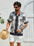 Camisa masculina de manga curta com estampa de cavalo