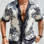 Camisa masculina de manga curta com estampa de cavalo
